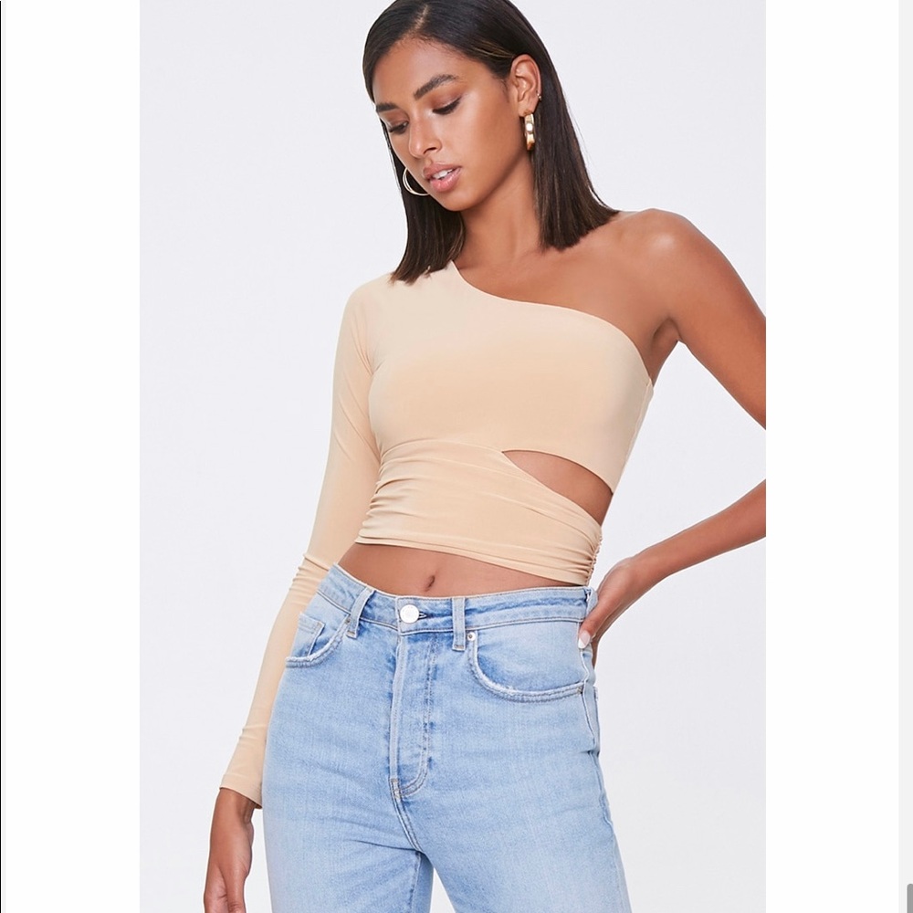 Forever 21 Cropped One Shoulder Cutout Top